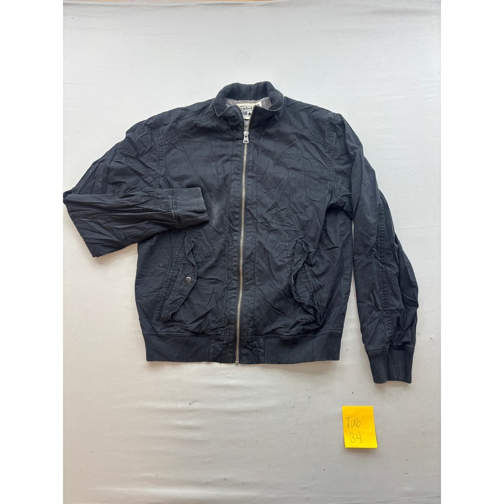 Converse One Star Mens Black Bomber Jacket Full Zip Lightweight Size S Small